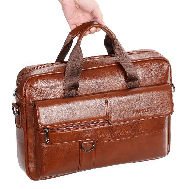 Vintage Custom Made Real Genuine Leather 15 Inches Laptop Briefcase Bag Buffalo Genuine Leather Briefcase For Men Women