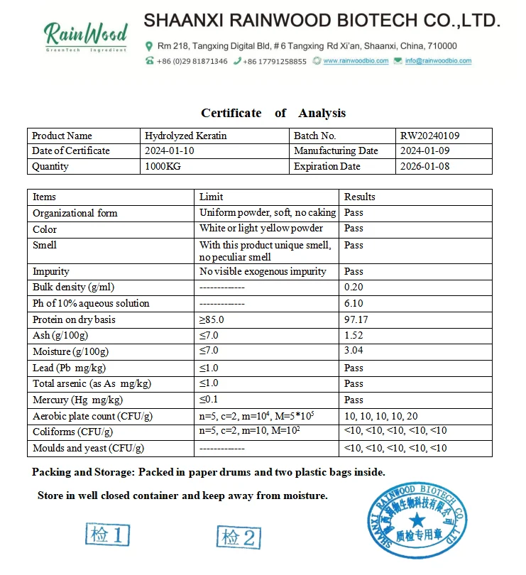 keratin hydrolyzed keratin powder for hair food hydrolyzed keratin cas 69430-36-0