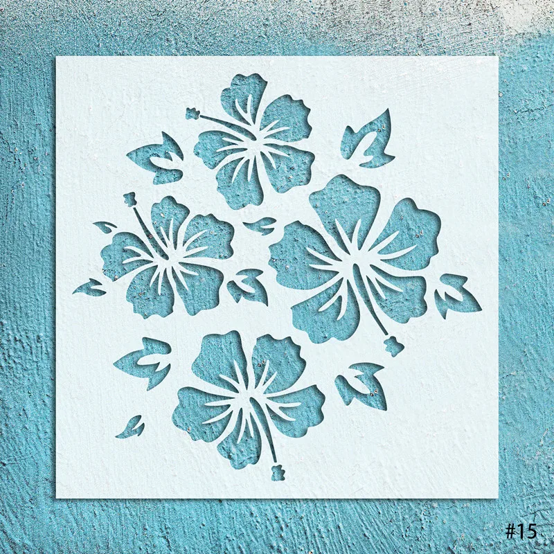 Aloha Flowers Stencil Reusable Kids Friendly Plastic DIY Stencil for Painting Baking Art Crafts Wall Furniture