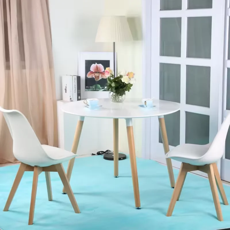 Modern MDF Household  Cheap Desktop Outdoor Indoor solid Wood Table Coffee Shop Table Small Round Dining Table