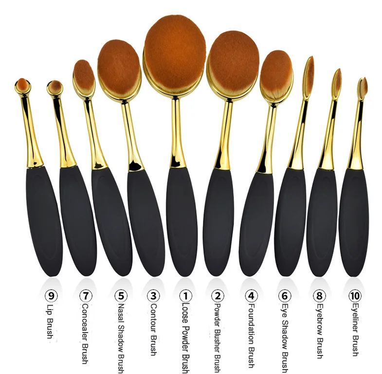 professional beauty tool 10pcs high quality makeup brush set private label toothbrush shape brushes