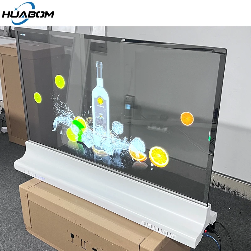 Заводской напольный прозрачный стеклянный светодиодный экран digital signage специальный дизайн экрана