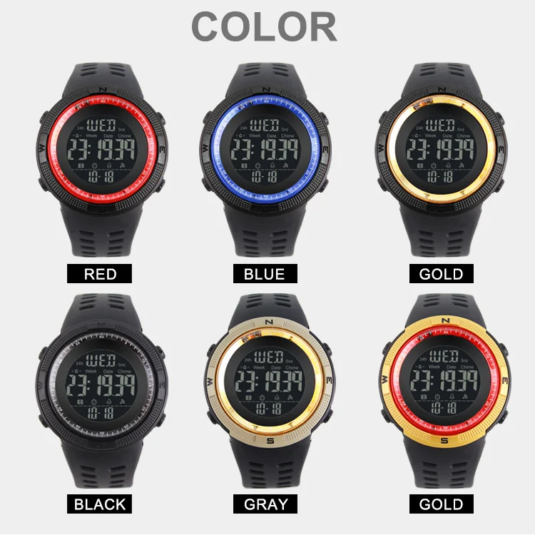 Hot sell wrist watch man double time men fashion watch Silicone Band Male Sport Watches