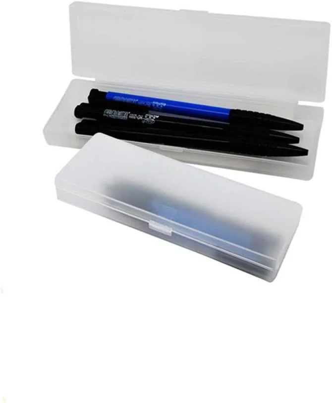 Wholesale Transparent  Pencil Case Plastic Stationery Case with Hinged Lid and Snap Closure for Pencils Pens