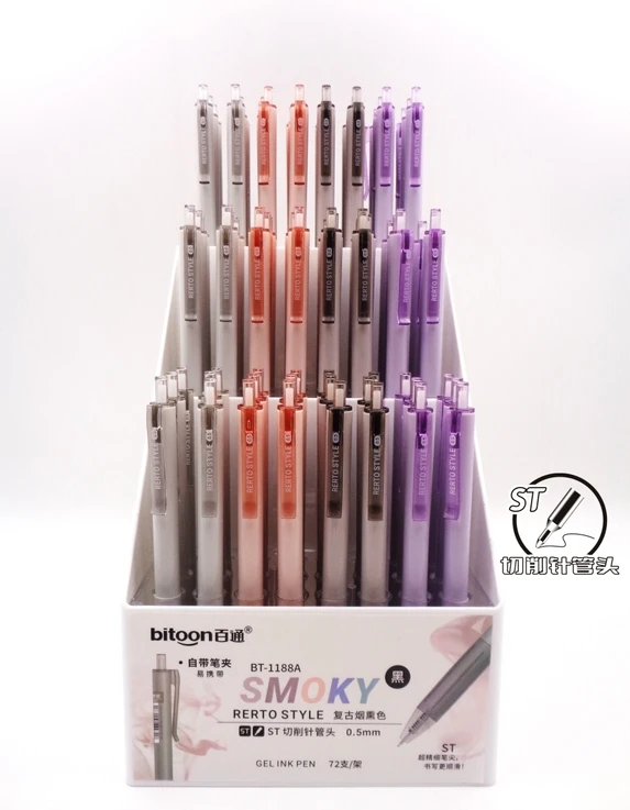 Factory Supplier Eco-Friendly Office Stationery Gel Pen 0.5mm Black Ink Colorful Plastic Shell Retractable Needle Tip