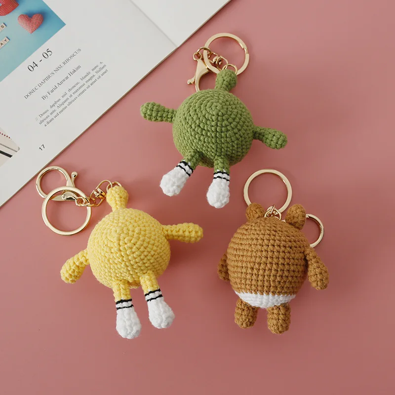 Crochet Animal Keychain Amigurumi Ornament for Children Handmade Dessert Fruit Animal Pendant Keychains Crochet Kit