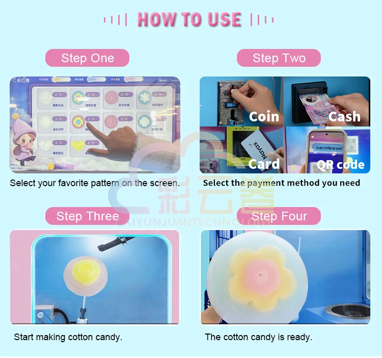 Caiyunjuan Coin Operated Cotton Candy Machine Dealer OEM Cotton Candy Robot Machine
