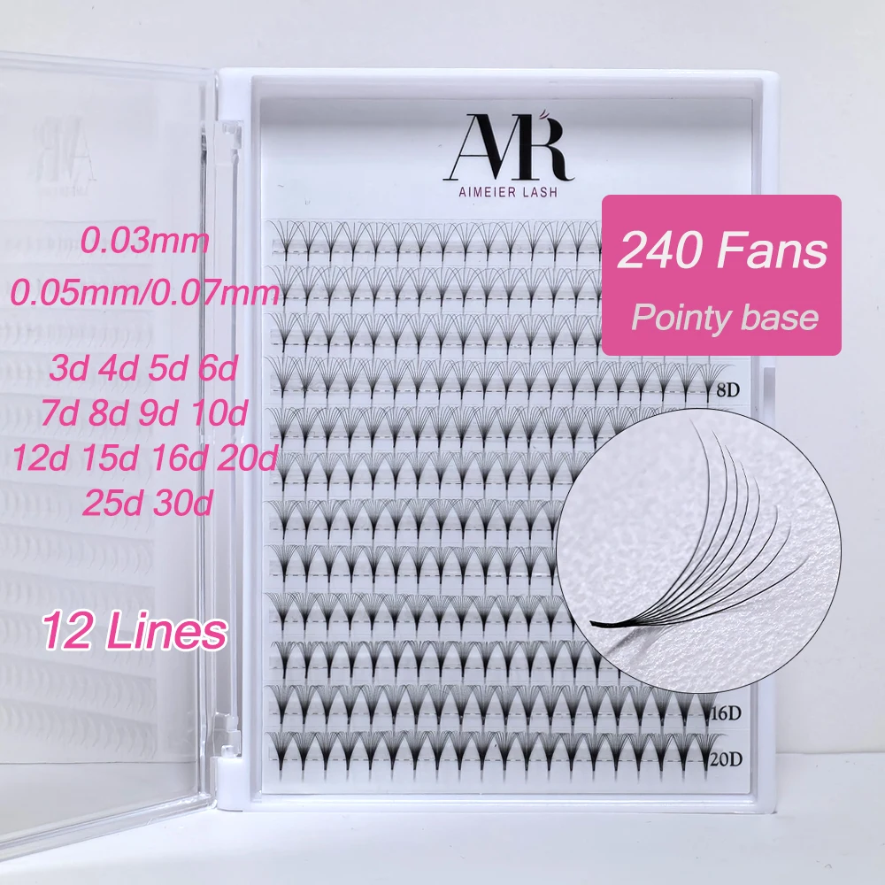 Wholesale Handmade Mix Length Line Promade Fans 3D-14D Loose Premade Volume Fans Pointy Base Eyelash Extensions