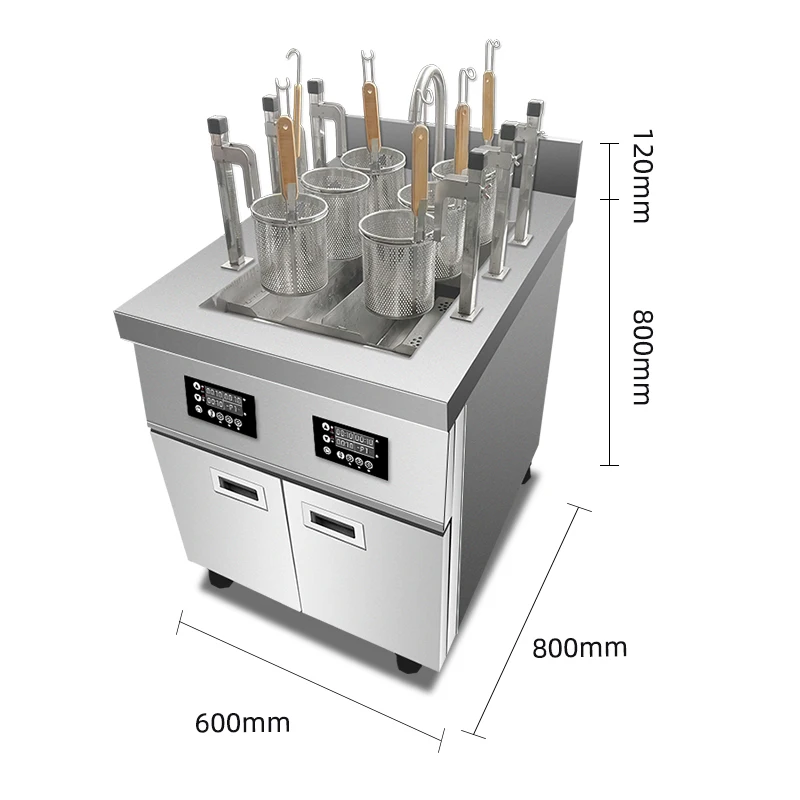 Commercial Electric Automatic Noodle & Pasta Cooking Machine with Stainless Steel Boiler and Gas Stove Options