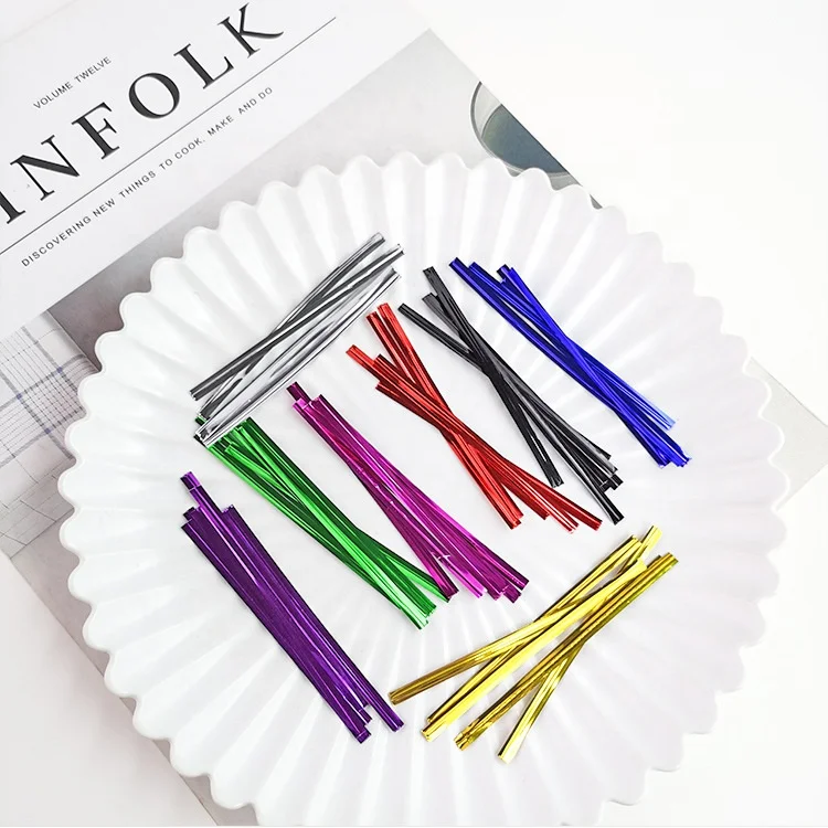 
2021 wholesale Metallic spool twist ties for Bread and Gift Store Packaging 