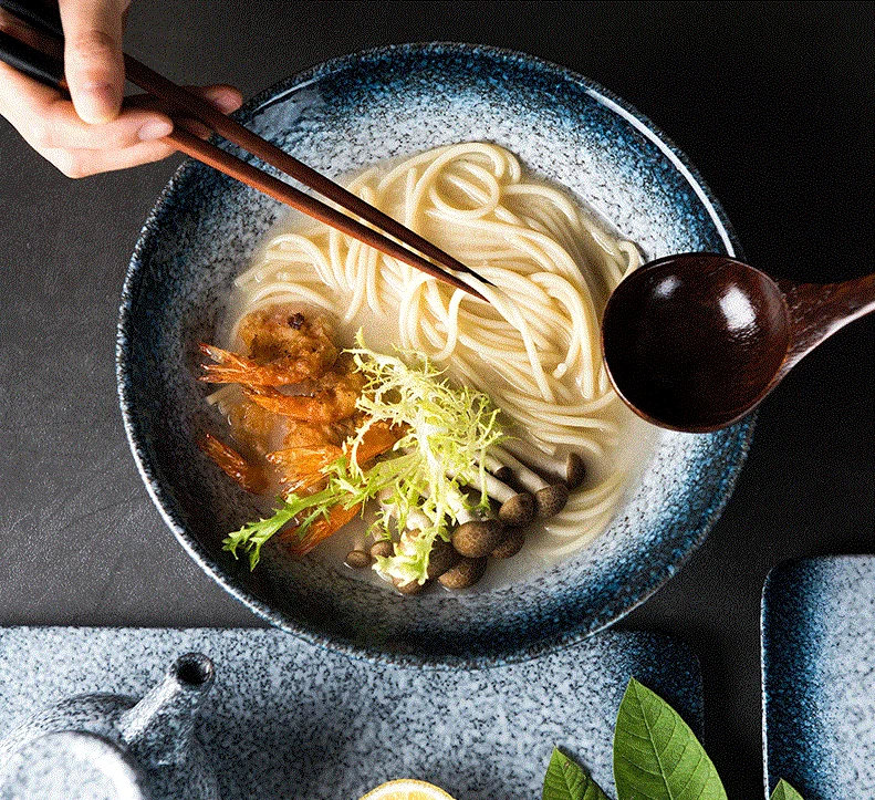 8Inch Finest Quality Custom OEM Handmade Japanese Restaurant Tableware Ceramic Soup Noodle Ramen Bowl