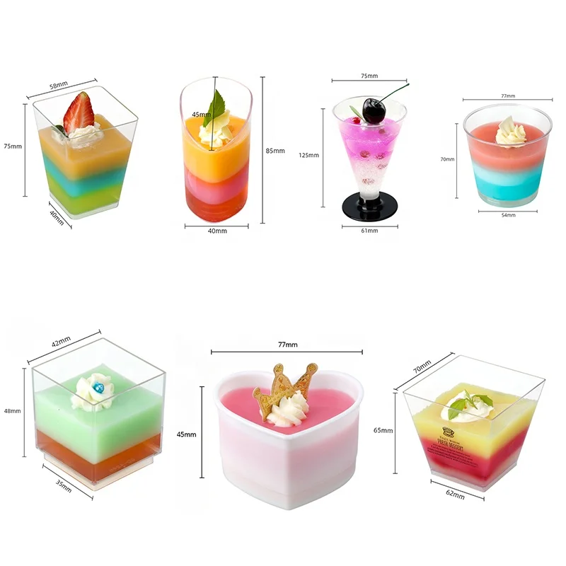 Wholesale Custom Different Capacity Food Grade BPA Free Disposable Plastic Yoghurt Cups Clear Dessert Cups