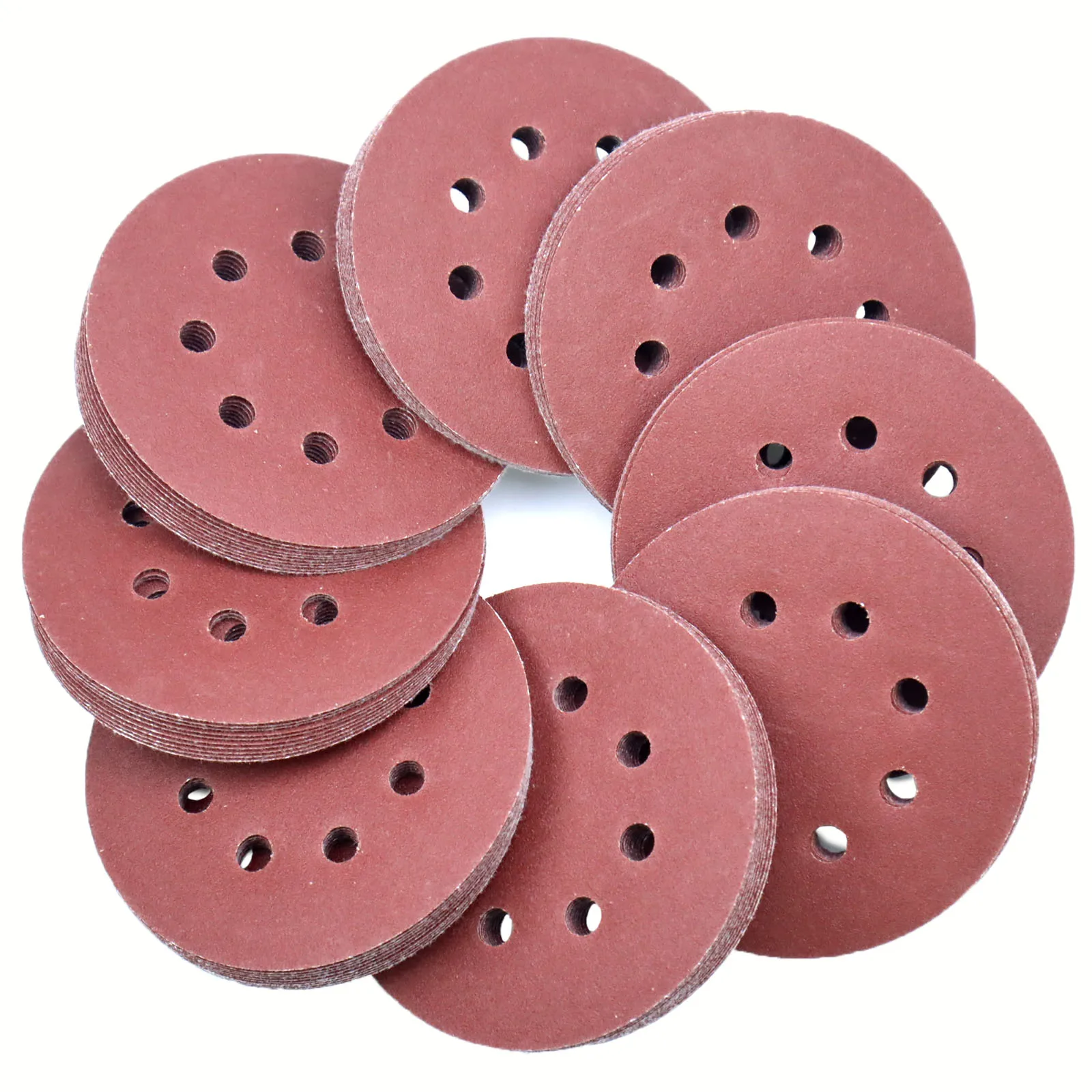 8 Hole 125mm Round Sanding Discs Aluminum Oxide Abrasive Pad With Hook And Loop For Disc Sander Paper Sheet