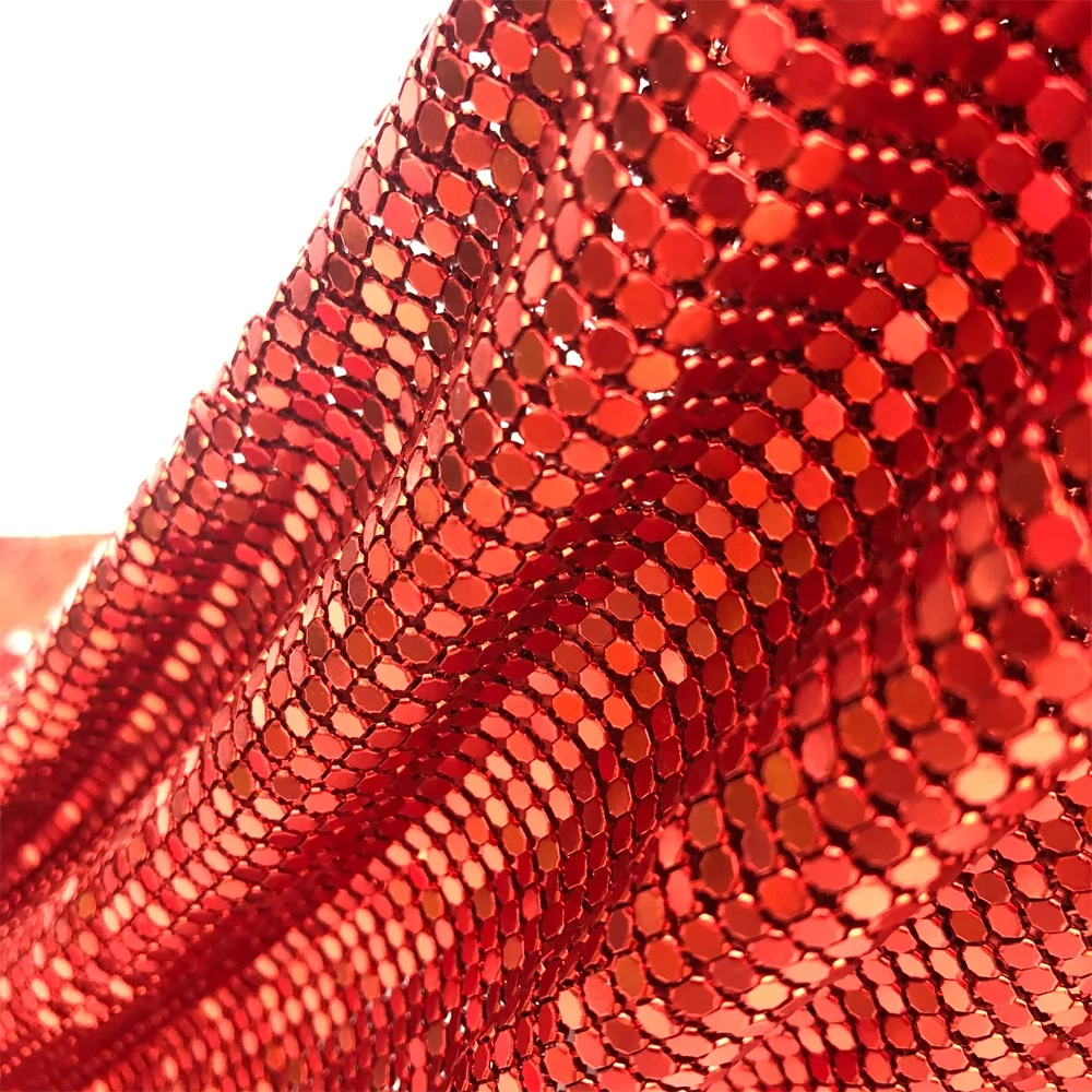 S535 Soft aluminum Metal chainmail mesh fabric Metallic fishnet fabric sequin for dress bags