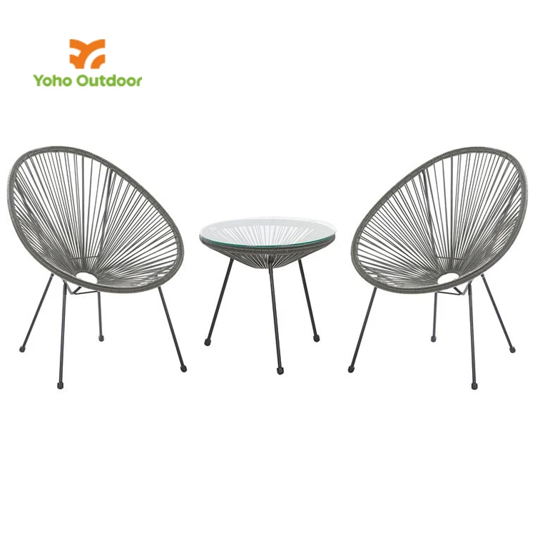 Yoho Pe Rattan Wicker Outdoor Chair Egg Papasan Dining Chair with Rope for Beach and Restaurant Use