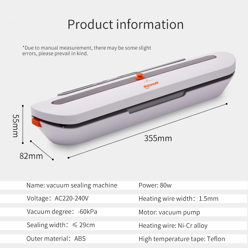  Бытовые вакуумные уплотнители Tinton Life TINTONLIFE 110 В/220 В мини-пакеты с низким уровнем шума для пищевых продуктов 10 шт. пластиковые автоматические пакеты 0 55