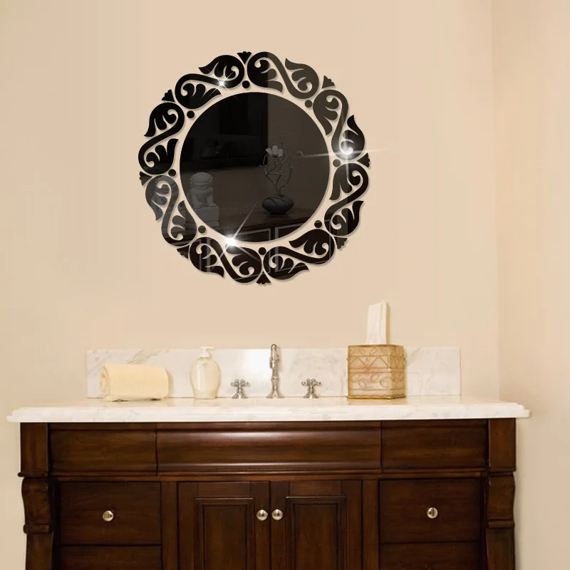 Acrylic mirror wall stickers manufacturers bathroom toilet decoration background mirror stickers wholesale can be OEM production