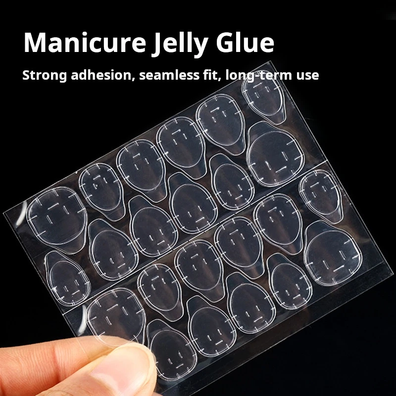 Wholesale 24 Pieces/sheet of Transparent Double-sided Tape Jelly Adhesive for Pressing on Nails