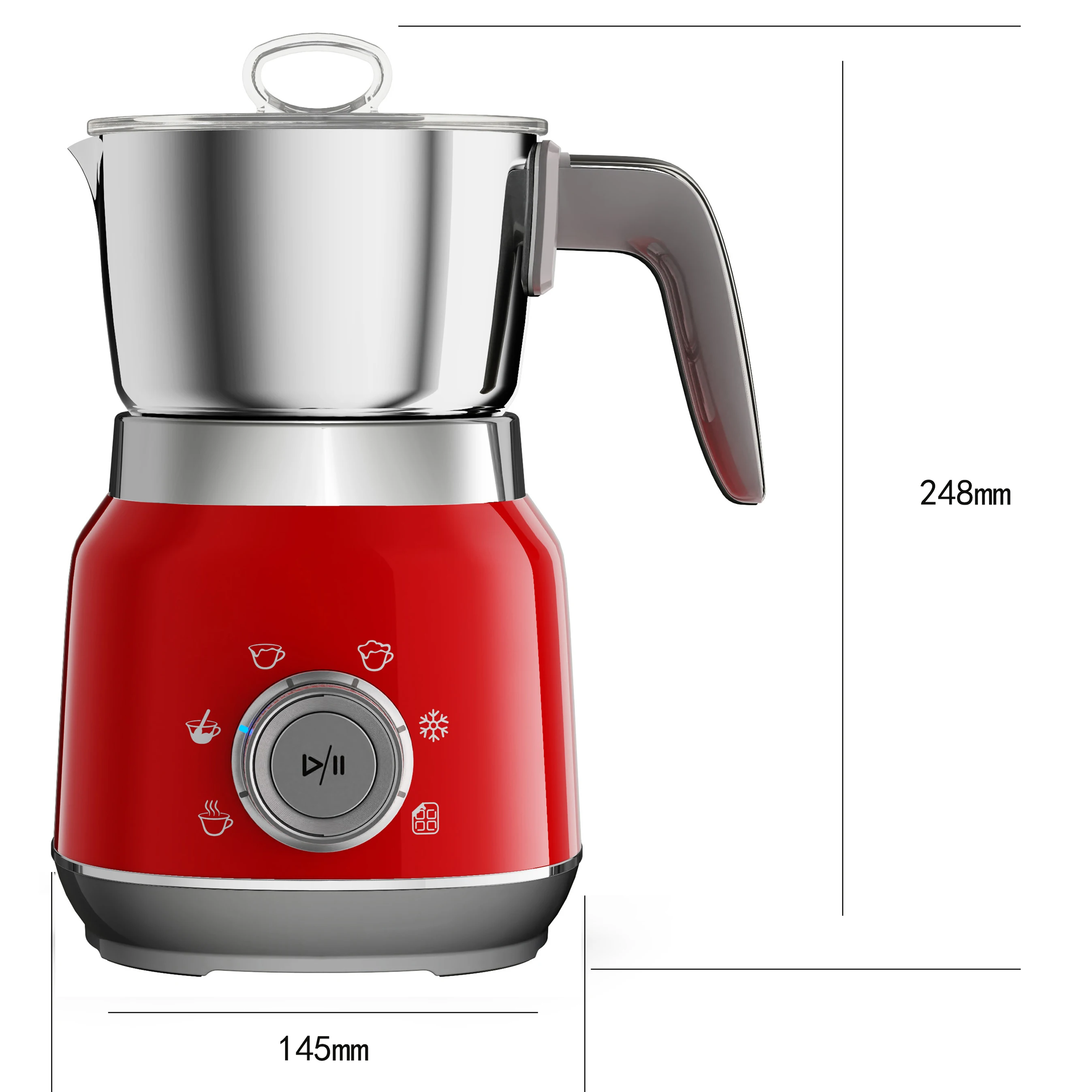 High Quality Detachable Stainless Steel Electric Custom Logo Milk Frother Unique Safety Switch Milk Foamer