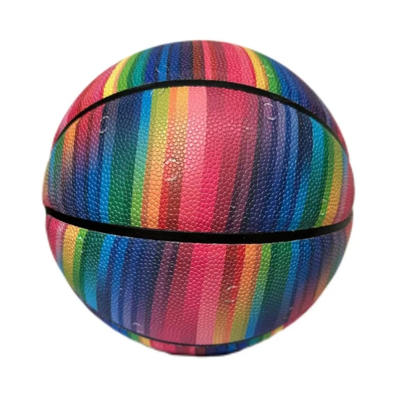 Official Size 5 6 7 Rainbow Rubber Basket ball School Outdoor Training Kids Basketball Balls in bulk