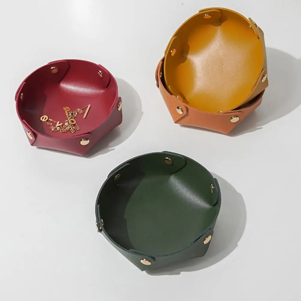 Luxury Blank Vanity Leather Trinket Storage Perfume Jewelry Cable Valet PU Decoration Tray