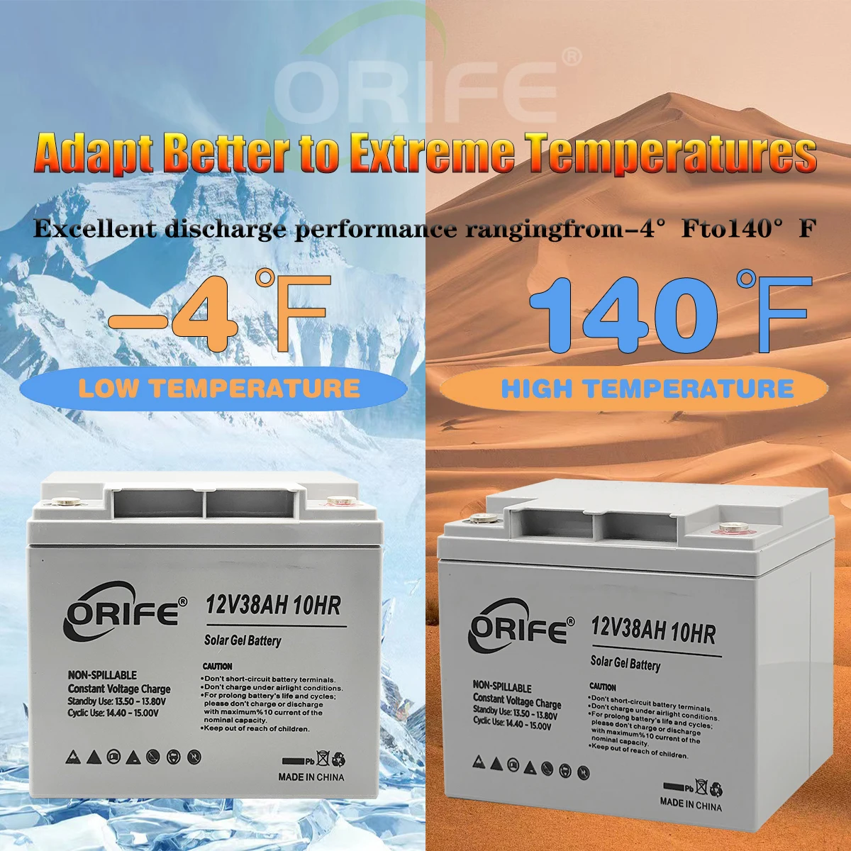 ORIFE custom inverter power tools deep cycle acumulator 12v 38ah calcium long life lead acid battery