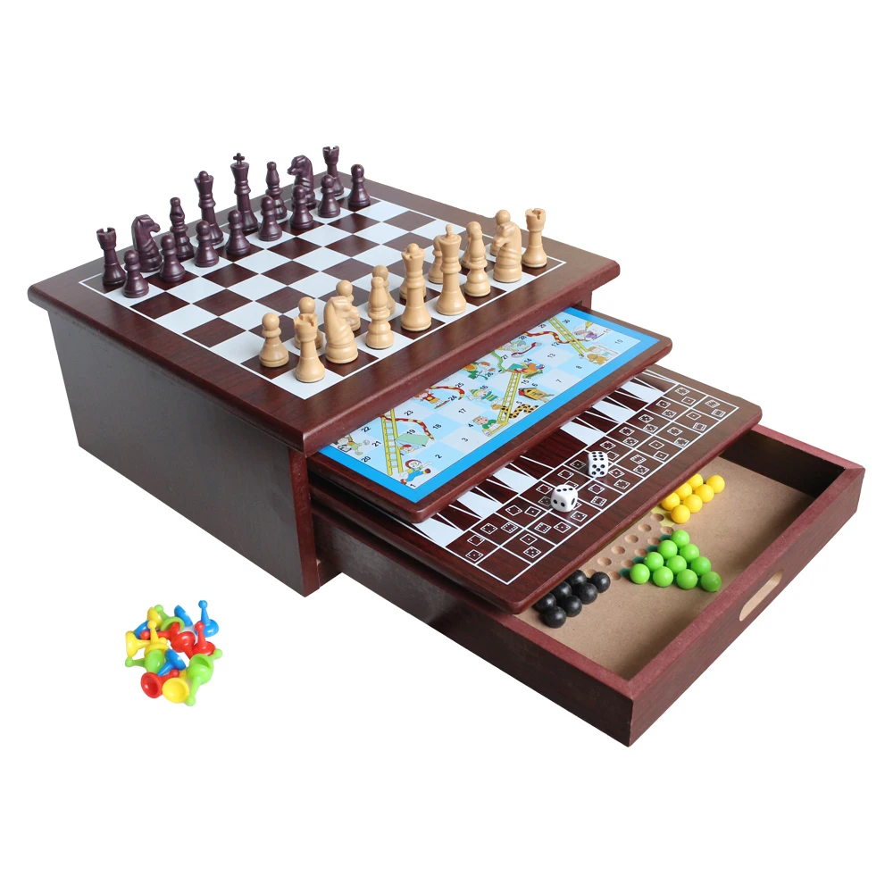 10 in 1 Board Game Set Travel-Friendly Family Games Backgammon Chinese Checkers Snakes and Ladders and More