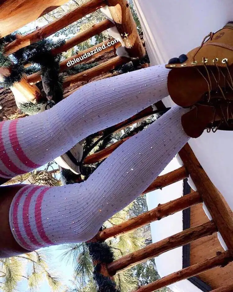 new product sexy fishnet stockings Fashion Girl Sexy Stockings  Glitter Rhinestones Thigh High Knitted Over The Knee High Socks