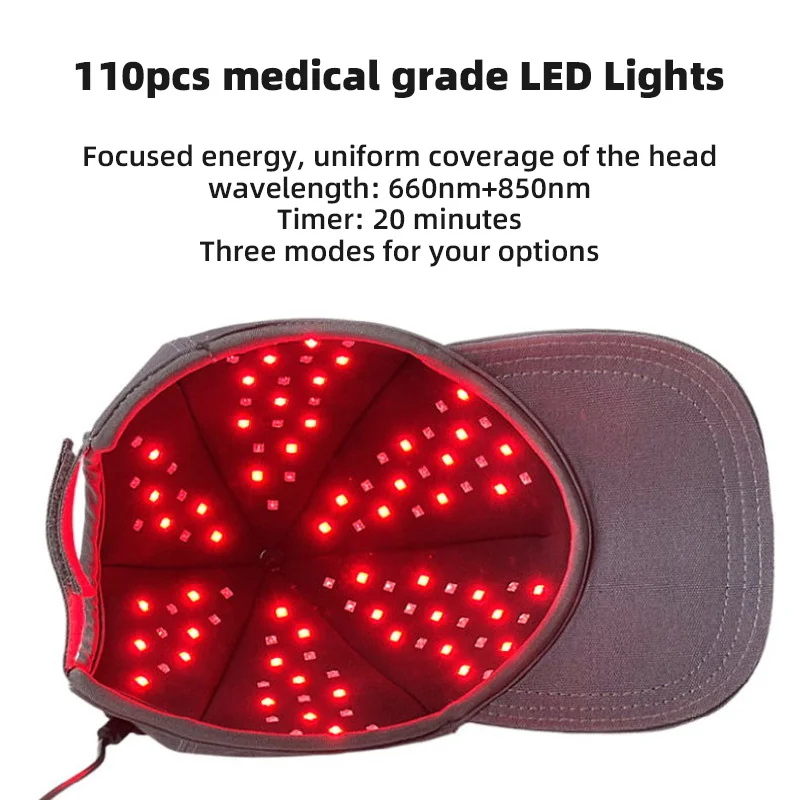 Professional hair growth cap 850nm near infrared red therapy light for home use hair loss treatment