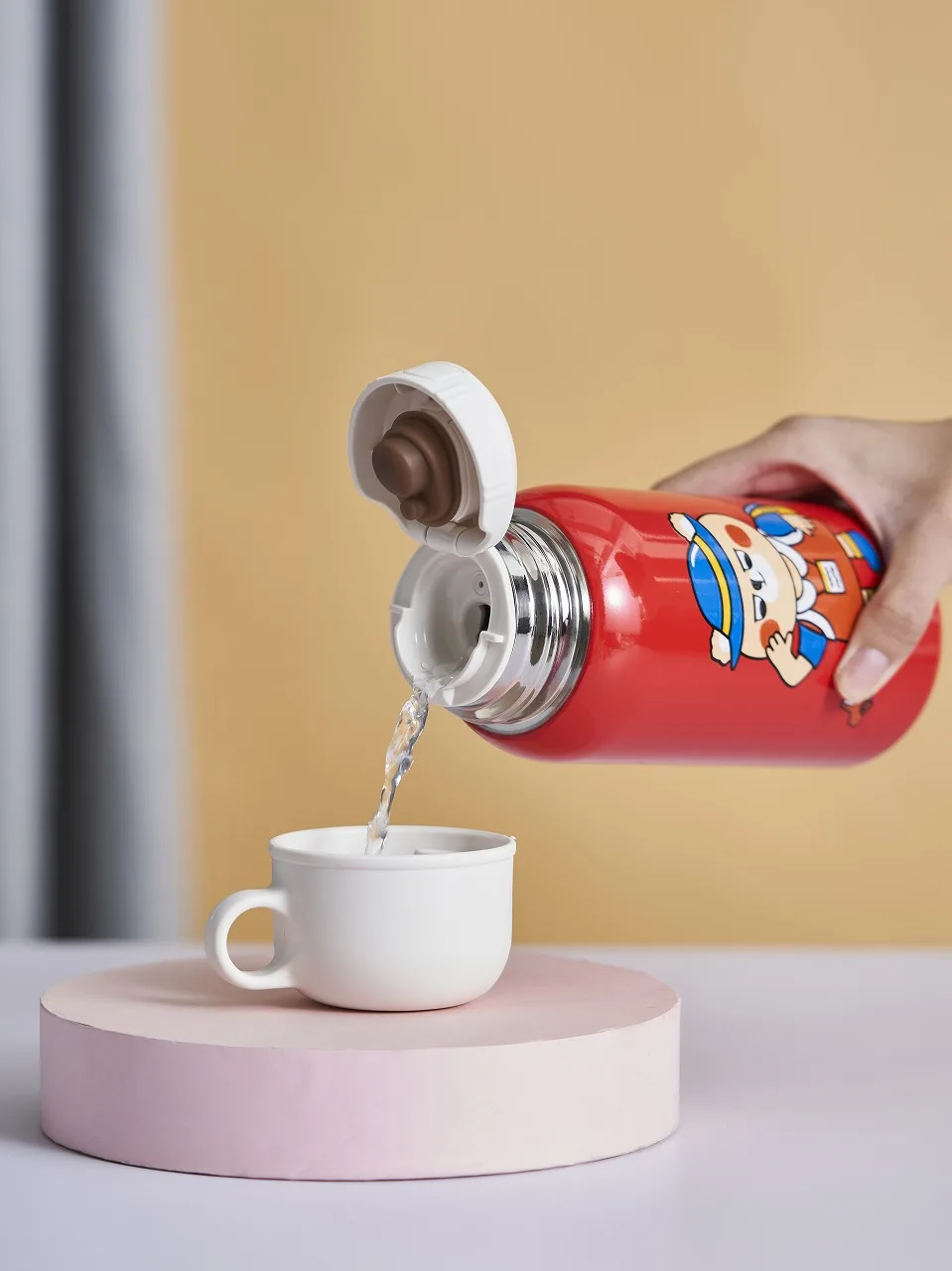 RK-B4007 Portable Thermos Vacuum Cup Cartoon Children Smart Water Bottle Stainless Steel Kids With