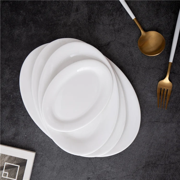 Good quality porcelain oval fish plate serving plate with different size for restaurant