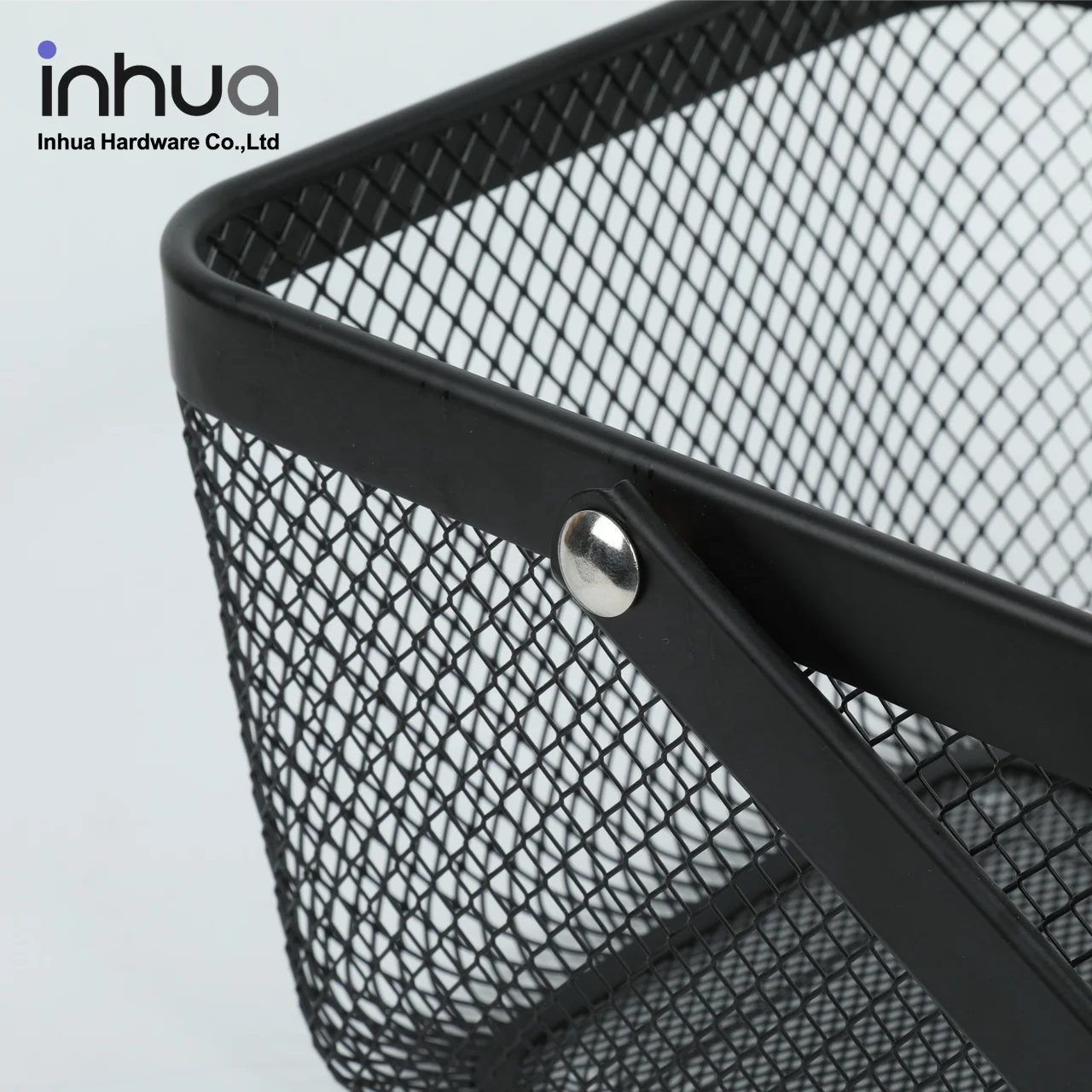 Black portable storage basket wrought iron bathroom laundry basket