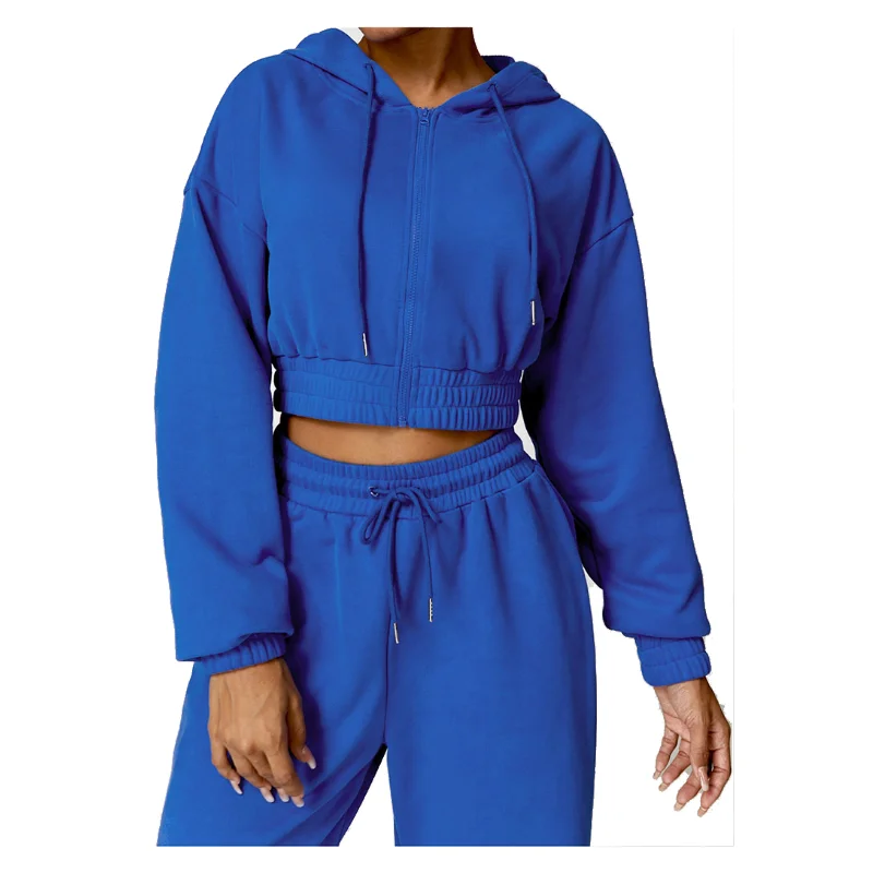 Warm Casual Loose Long-sleeve Sweatshirt Outerwear Zipper Hooded Fitness Sports Top Sweatshirt Hoodie for women