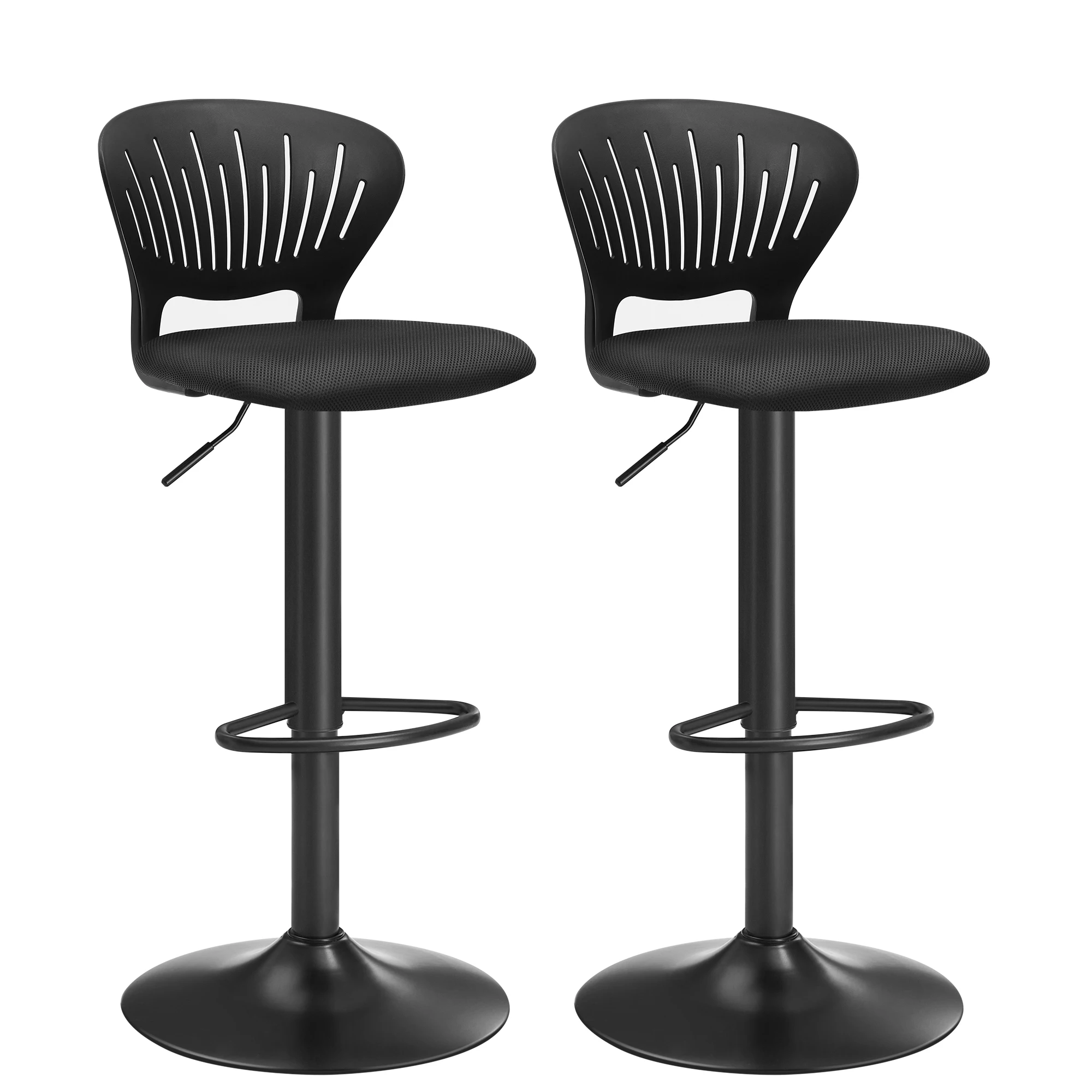 Modern Swivel Black adjustable cafe shop  bar stool swivel mesh fabric bar counter chair with high back