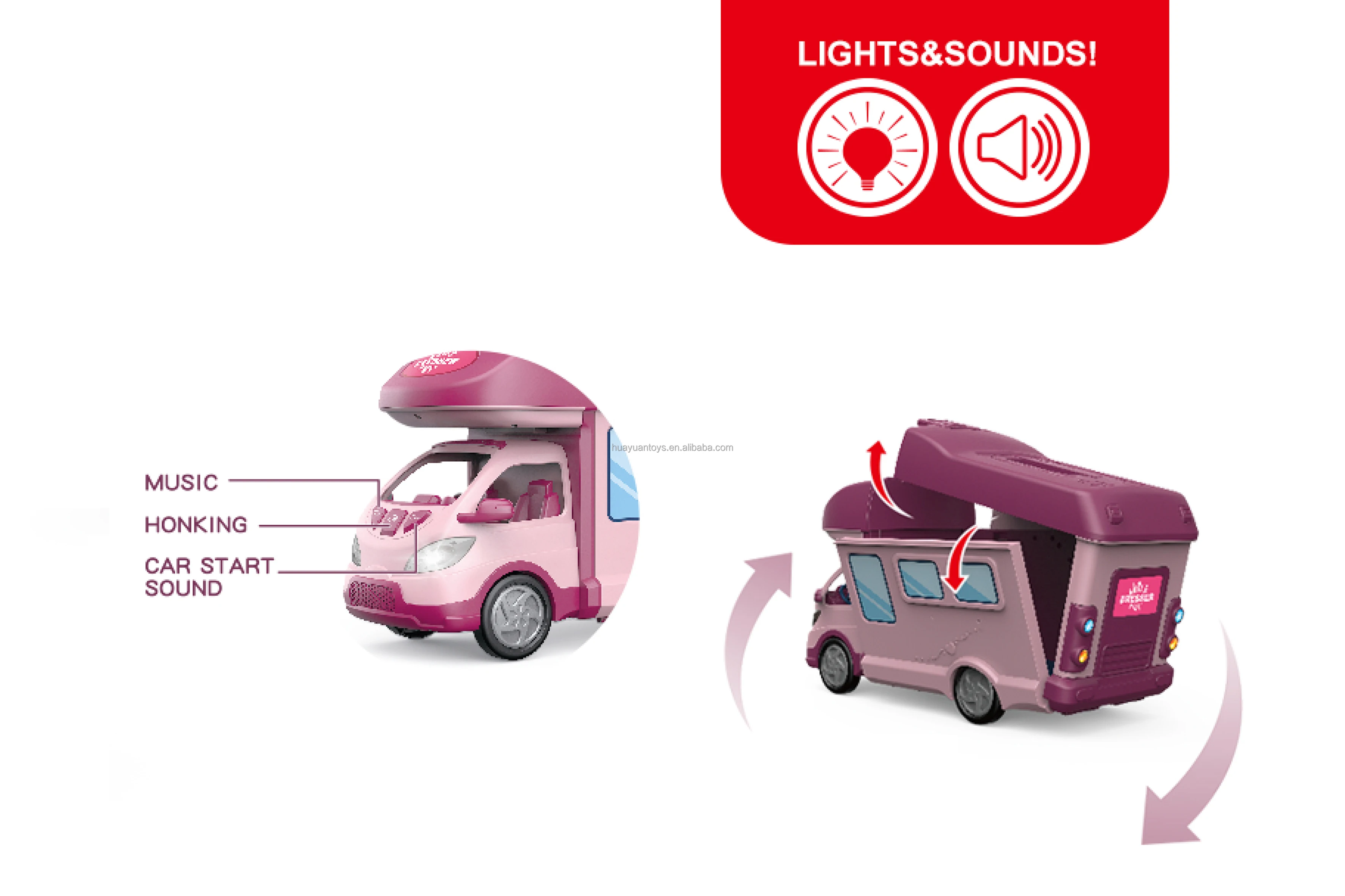 Role Play Toys DIY Playhouse Scene Light and Sound Recreational Vehicle Dress up & Pretend Play & Preschool Toys for Kids