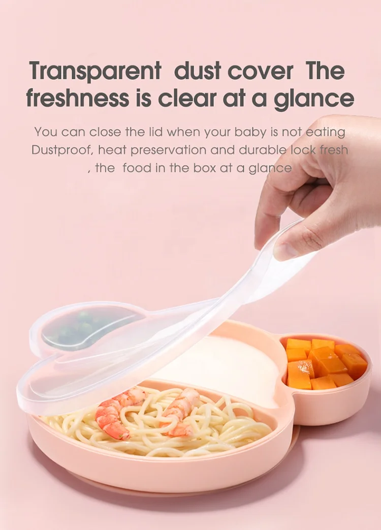 Baby meal plate baby tableware set suction cup type tray silica gel food bowl drinking soup straw bowl