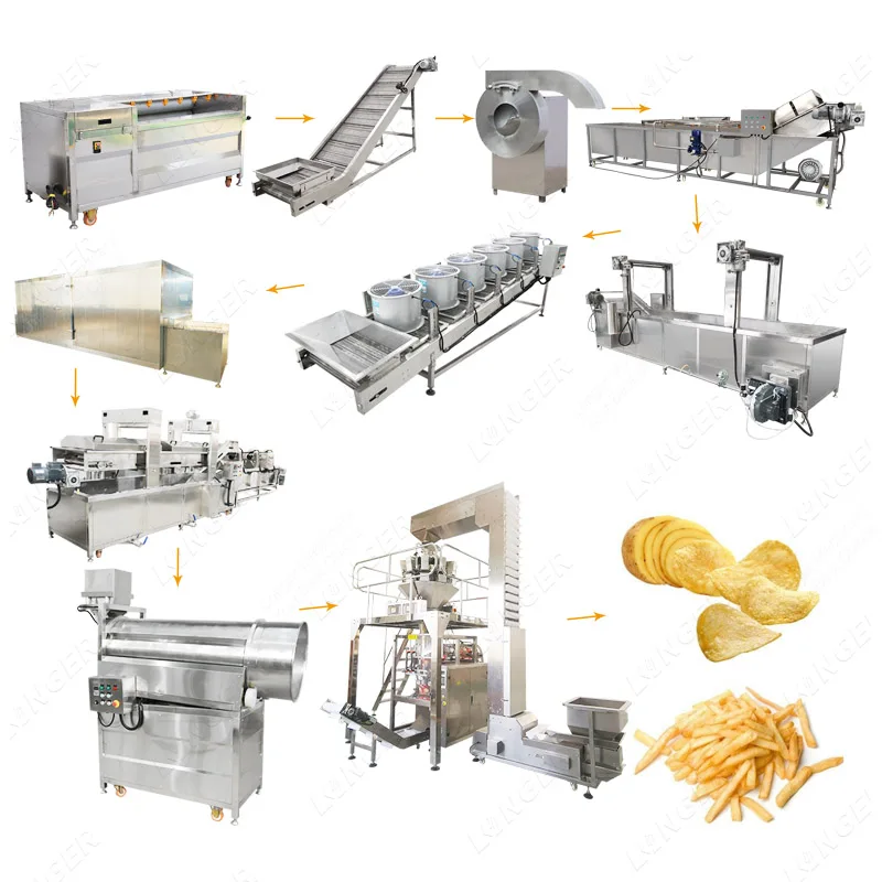 Заводская цена, оборудование для жарки хрустящих палочек, производственная линия для производства свежих картофельных чипсов, машина для замороженного картофеля фри на продажу