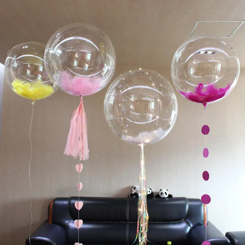 Hot Selling 18/24/36 Inches Pe/Pvc Transparent Bobo Balloon Clear Round Bobo Plastic Bubble Balloon for Party Decor