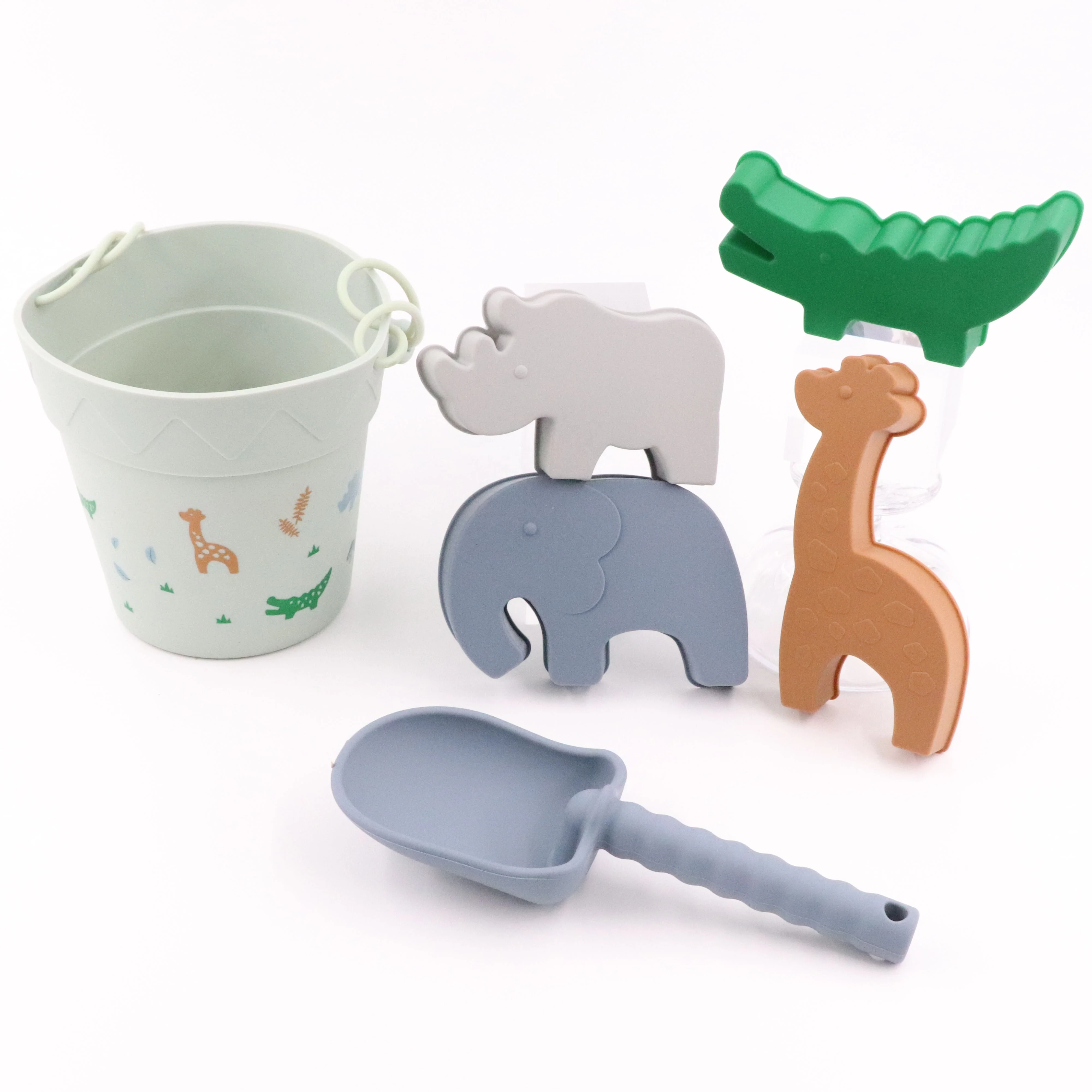 Portable Outdoor Indoor Toys Safe Soft Silicone Bucket Spade Beach Set Creatures Sand Toys