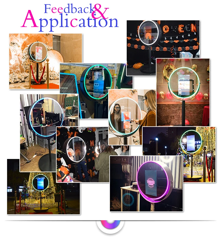 Beauty oval lighten mirror photobooth booth folding photo mirror booth for basic package