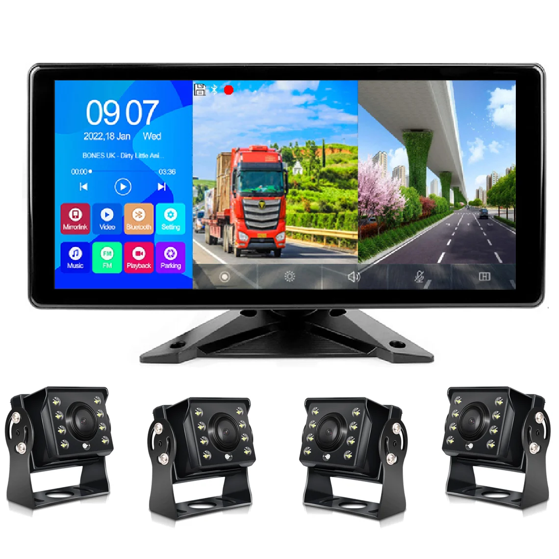 10.36 Inch Bus Monitor AHD Rear View Car Camera 4k Reverse Aid Safety System Car Rearview Mirror Touch Screen Truck Monitor