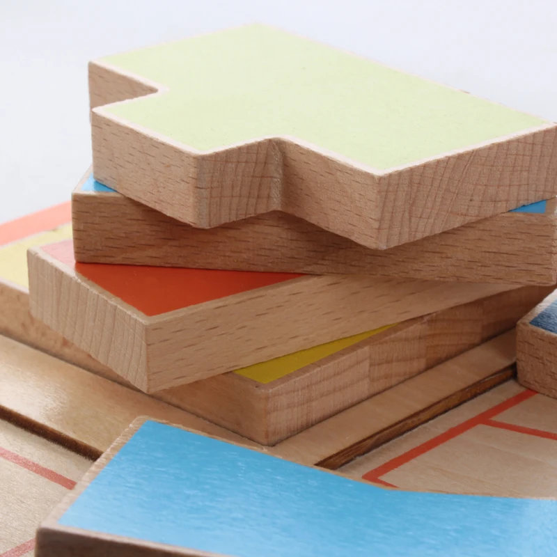 Wooden Square Shape Splicing Studying Board Math Puzzle Toy Colorful Recongnition Educational Games Board Learning Baby Toys