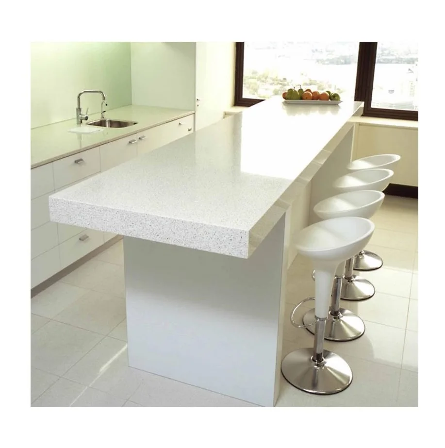 Modern white quartz solid surface home kitchen island bar counter