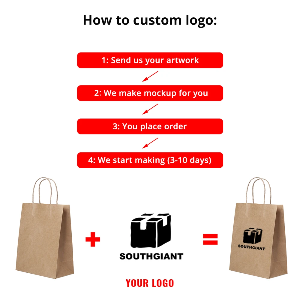 Customize Your Own Logo Various Color Kraft Paper Shopping Bags with Handles for Food Takeaway