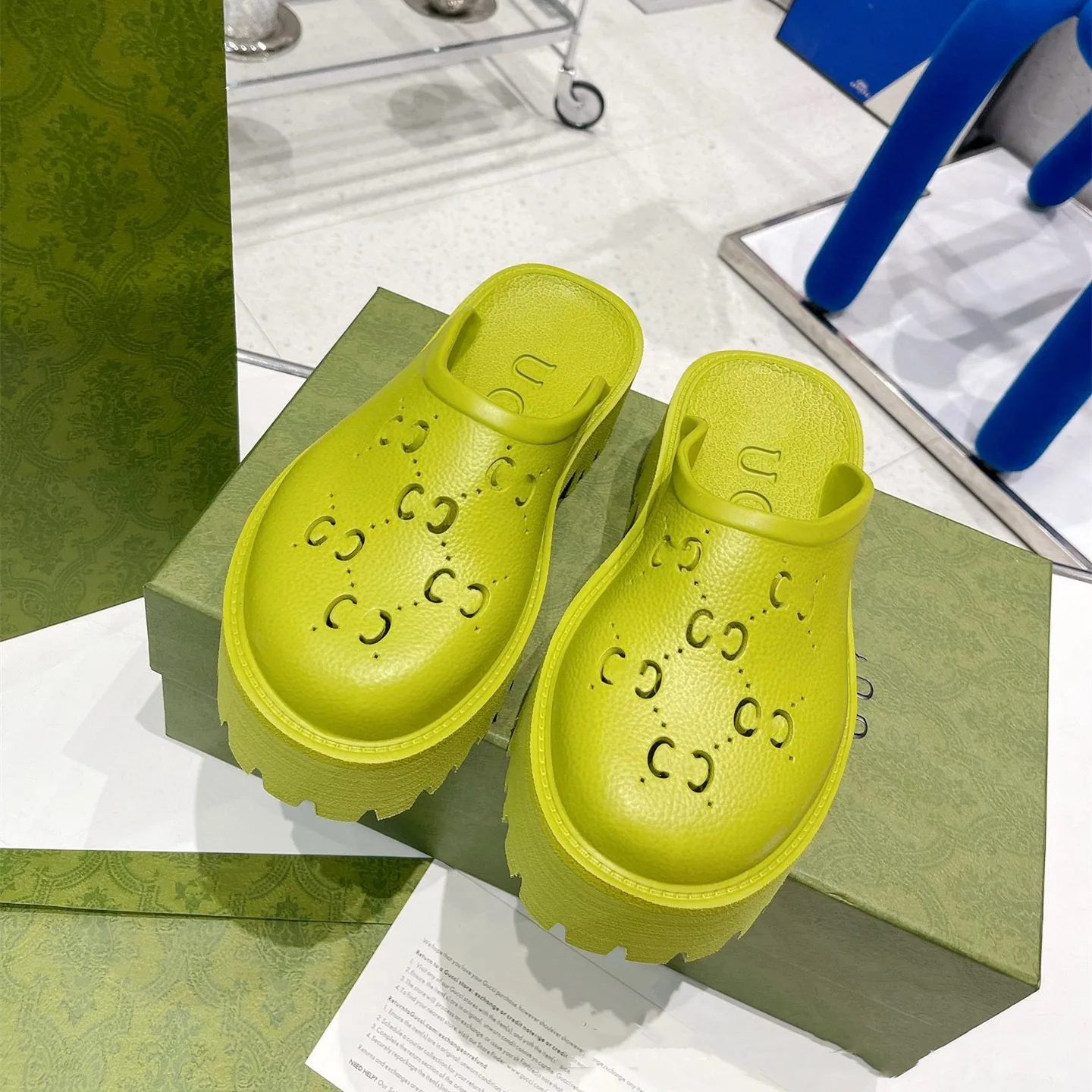 Wholesale Of Factory Home And Outdoor Slippers With G-Letter Thick Soles Perforated Shoes And Baotou Slippers In Summer