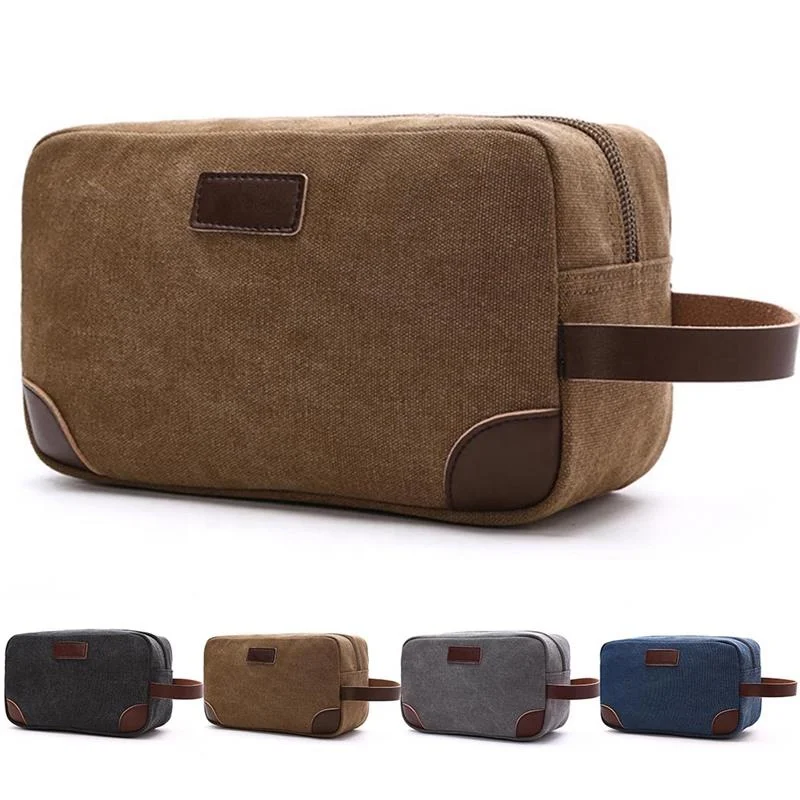 
Portable Canvas Cosmetic Organizer Bag For Unisex Travel Beauty Shaving Kit Women Men Female Ladies Toiletry Makeup Bag Pouch 