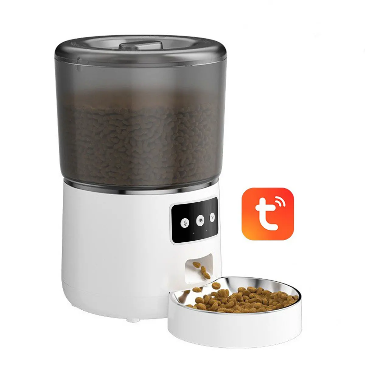 Dog Cat Smart Pet Feeder WiFi Mobile Phone Tuya App Control Microchip Anti Clog Design Automatic Pet Feeder 4L Capacity