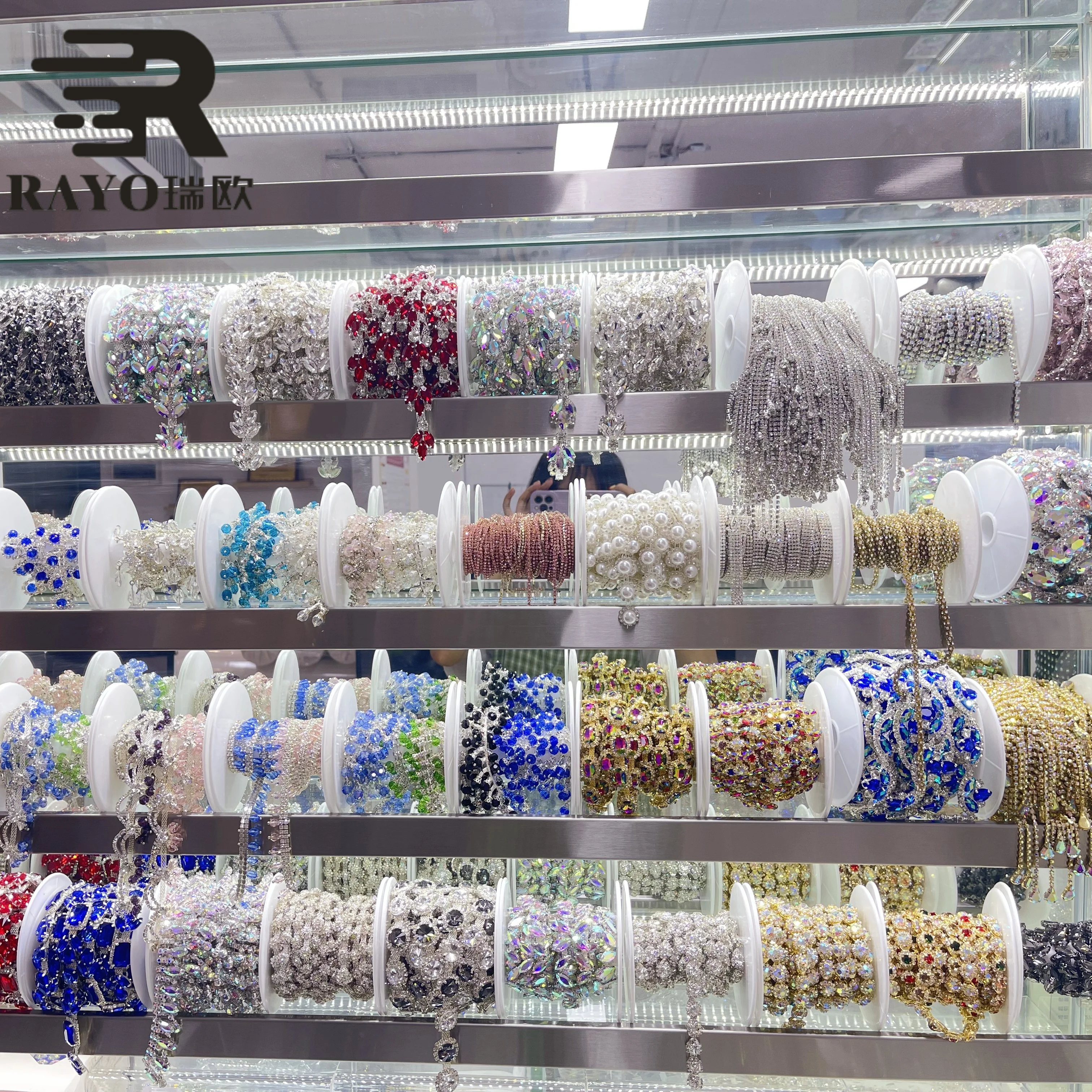 Wholesale Crystal Glass Stone Trimming Different Designs Sewing Wedding Evening Garments Shoes Bags-Elastic Roll Chain Applique