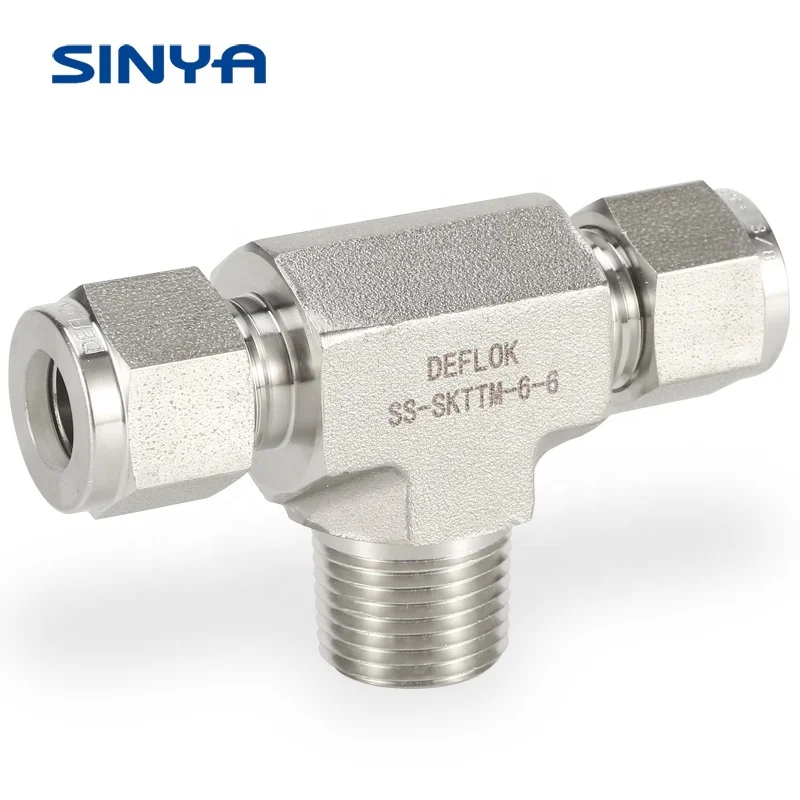 Union Male Branch Tee Double Ferrule Fitting Stainless Steel Pipe Compression Fittings Tubing Connections Thread Male Branch Tee