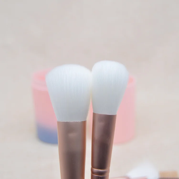 Custom Your Own Logo Low MOQ 12pcs/Box Rainbow Flat Oval Makeup Brush Set With Case